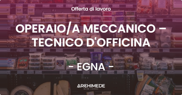 OFFERTA LAVORO - OPERAIOA MECCANICO – TECNICO D'OFFICINA - EGNA