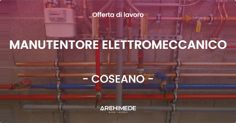 OFFERTA LAVORO - MANUTENTORE ELETTROMECCANICO - COSEANO