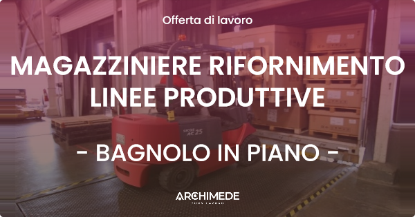 OFFERTA LAVORO - MAGAZZINIERE RIFORNIMENTO LINEE PRODUTTIVE - BAGNOLO IN PIANO