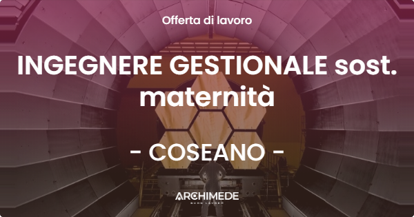 OFFERTA LAVORO - INGEGNERE GESTIONALE sost. maternità - COSEANO