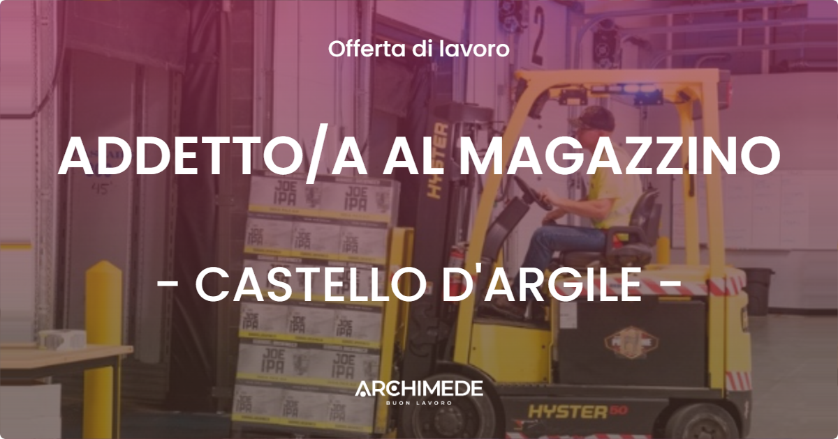 OFFERTA LAVORO - ADDETTO/A AL MAGAZZINO - CASTELLO D'ARGILE (BO)