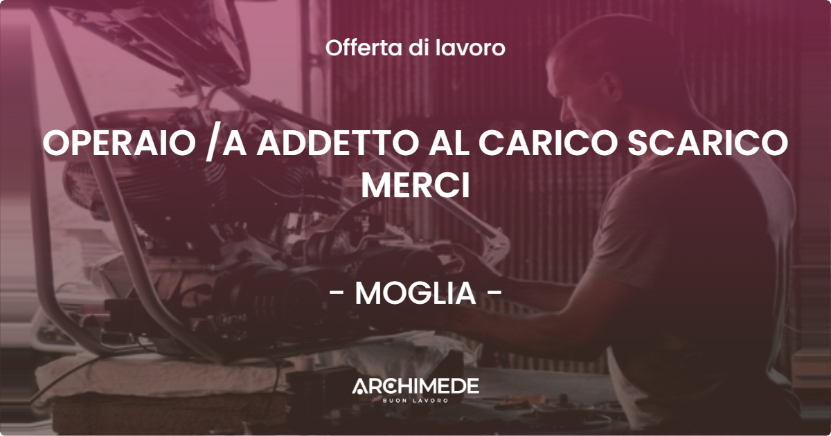 OFFERTA LAVORO - OPERAIO A ADDETTO AL CARICO SCARICO MERCI - MOGLIA