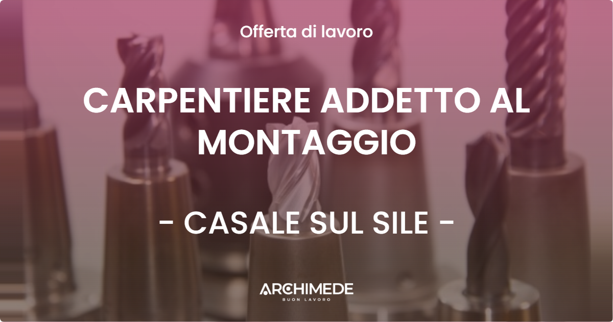 OFFERTA LAVORO - CARPENTIERE ADDETTO AL MONTAGGIO - CASALE SUL SILE (TV)
