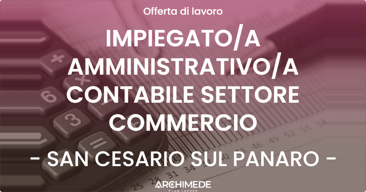 OFFERTA LAVORO - IMPIEGATOA AMMINISTRATIVOA CONTABILE SETTORE COMMERCIO - SAN CESARIO SUL PANARO
