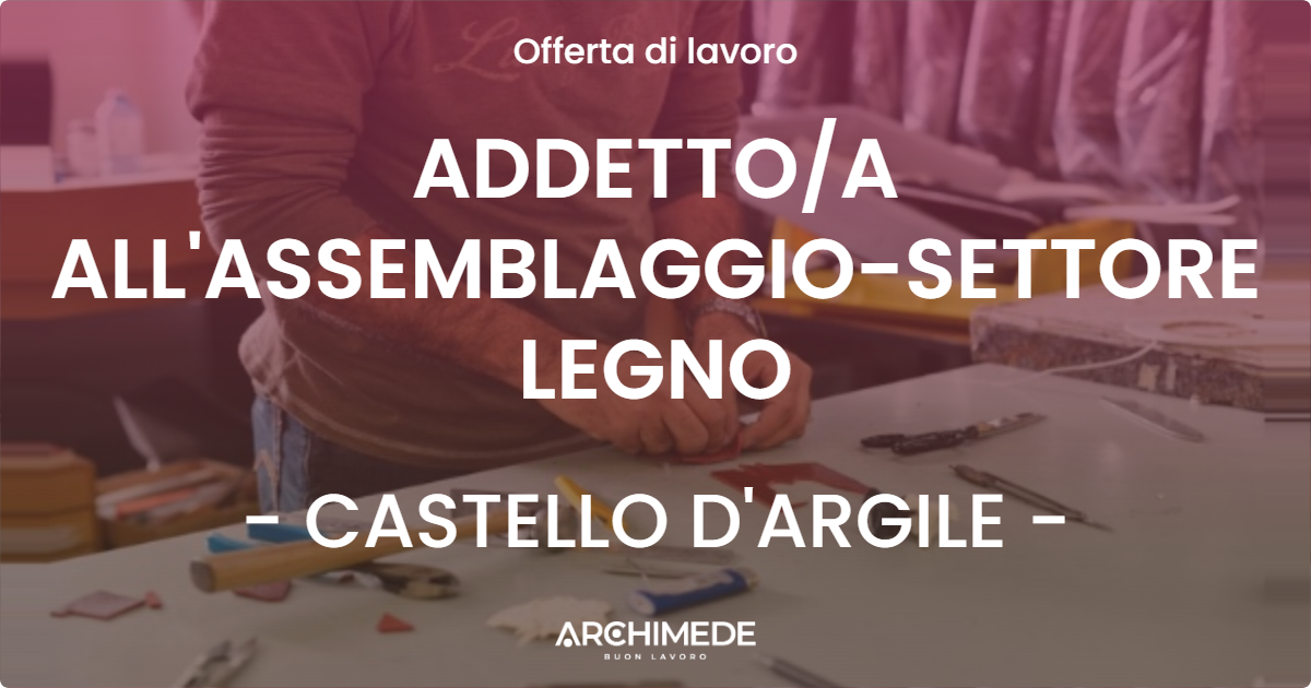 OFFERTA LAVORO - ADDETTOA ALL'ASSEMBLAGGIO-SETTORE LEGNO - CASTELLO D'ARGILE