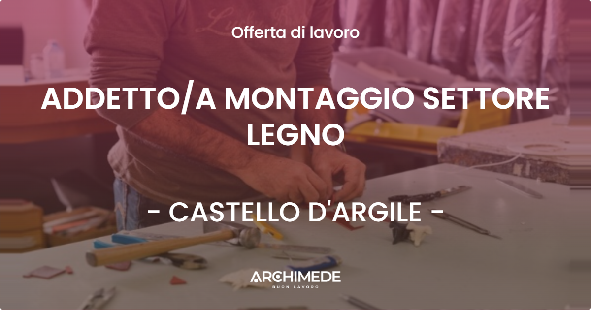 OFFERTA LAVORO - ADDETTO/A MONTAGGIO SETTORE LEGNO - CASTELLO D'ARGILE (BO)