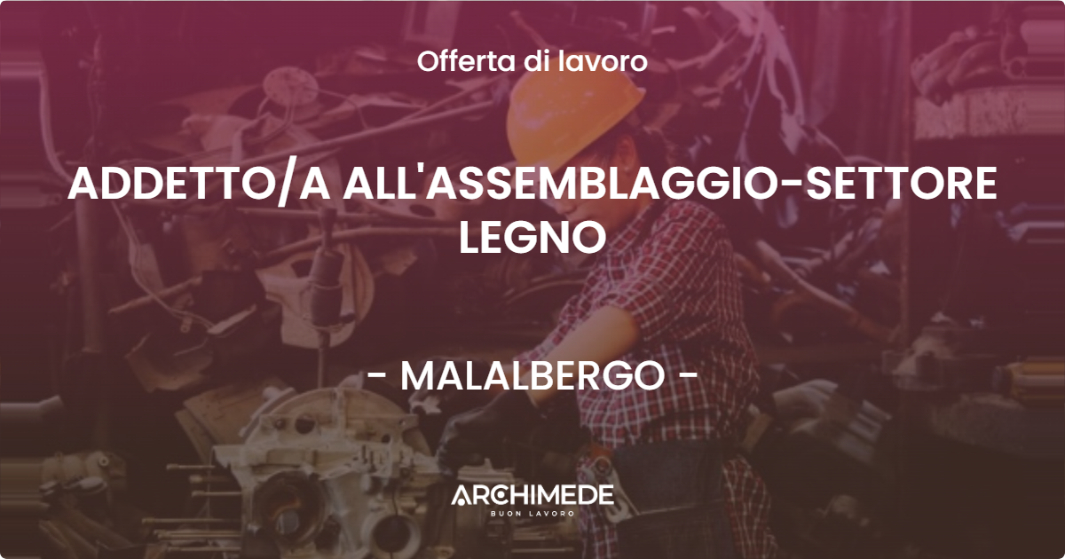 OFFERTA LAVORO - ADDETTOA ALL'ASSEMBLAGGIO-SETTORE LEGNO - MALALBERGO