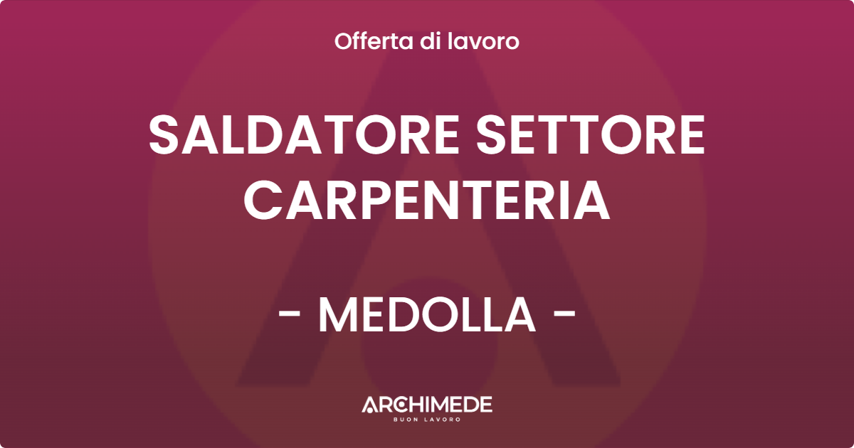 OFFERTA LAVORO - SALDATORE SETTORE CARPENTERIA - MEDOLLA (MO)