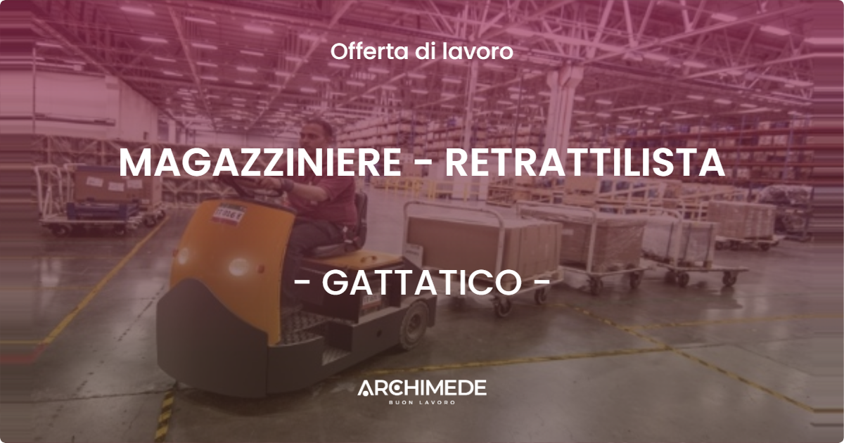 OFFERTA LAVORO - MAGAZZINIERE - RETRATTILISTA - GATTATICO