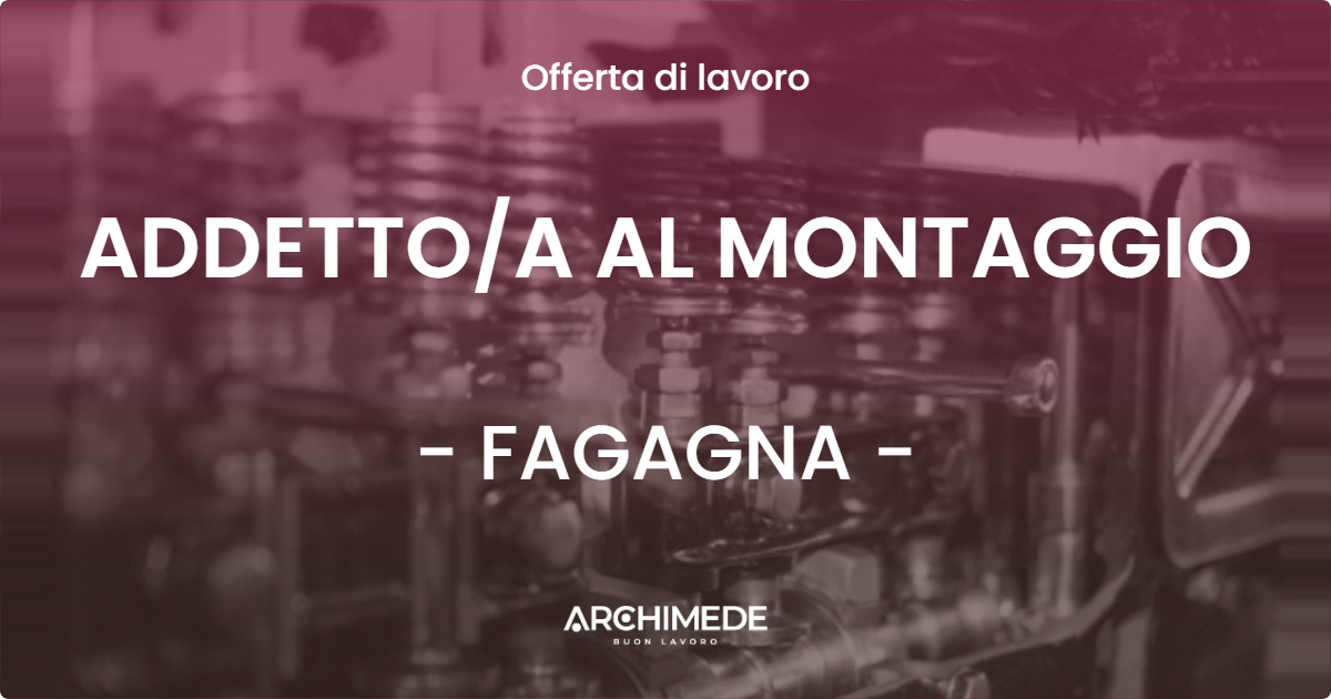OFFERTA LAVORO - ADDETTOA AL MONTAGGIO - FAGAGNA