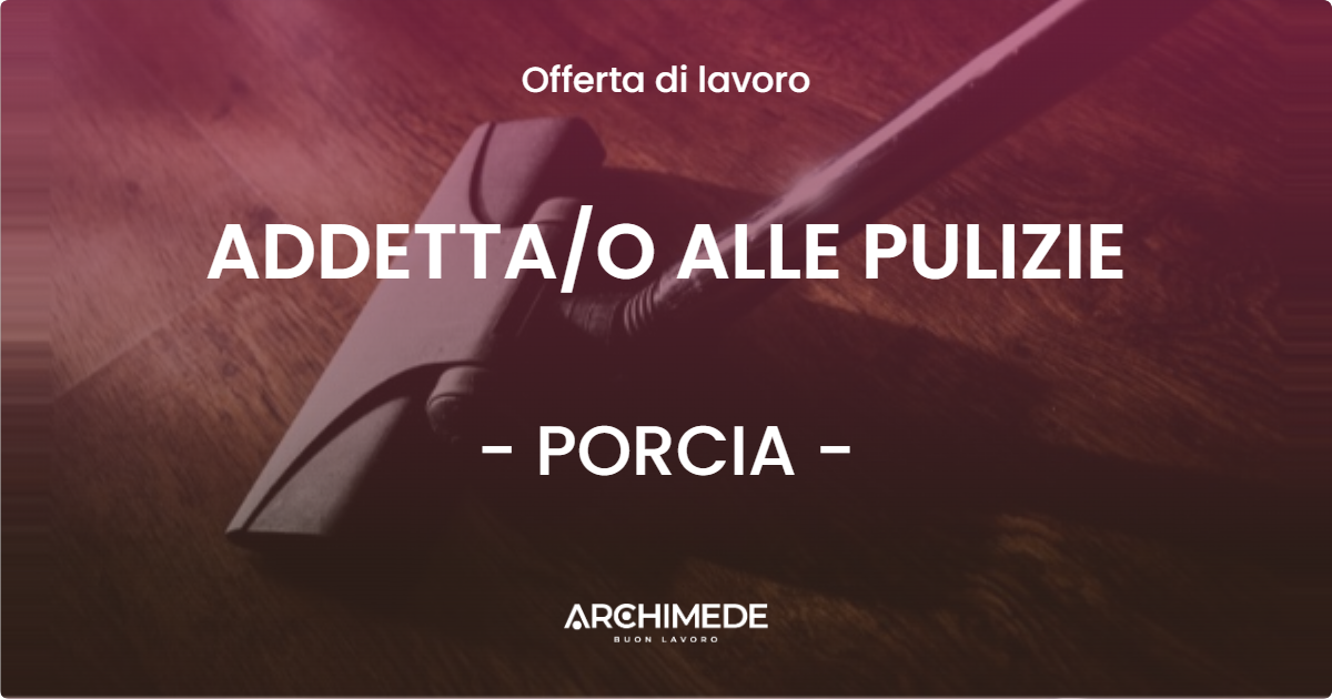 OFFERTA LAVORO - ADDETTAO ALLE PULIZIE - PORCIA