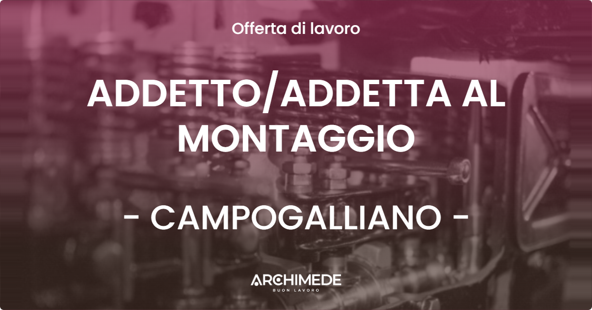 OFFERTA LAVORO - ADDETTO/ADDETTA AL MONTAGGIO - CAMPOGALLIANO (MO)