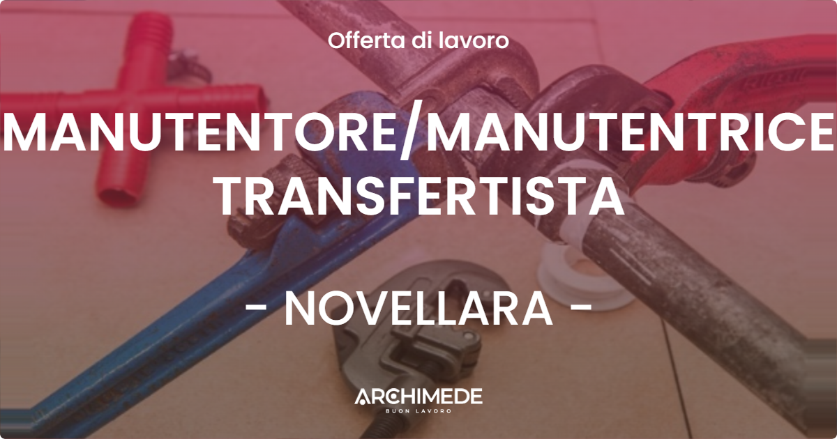 OFFERTA LAVORO - MANUTENTOREMANUTENTRICE TRANSFERTISTA - NOVELLARA