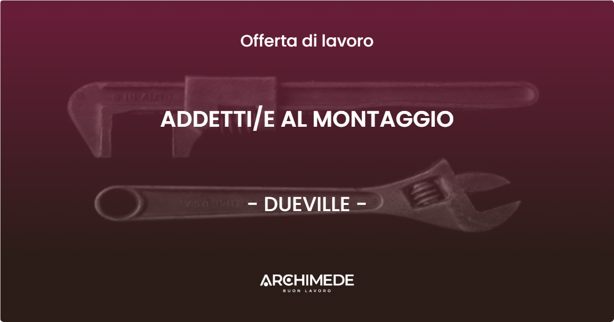 OFFERTA LAVORO - ADDETTIE AL MONTAGGIO - DUEVILLE