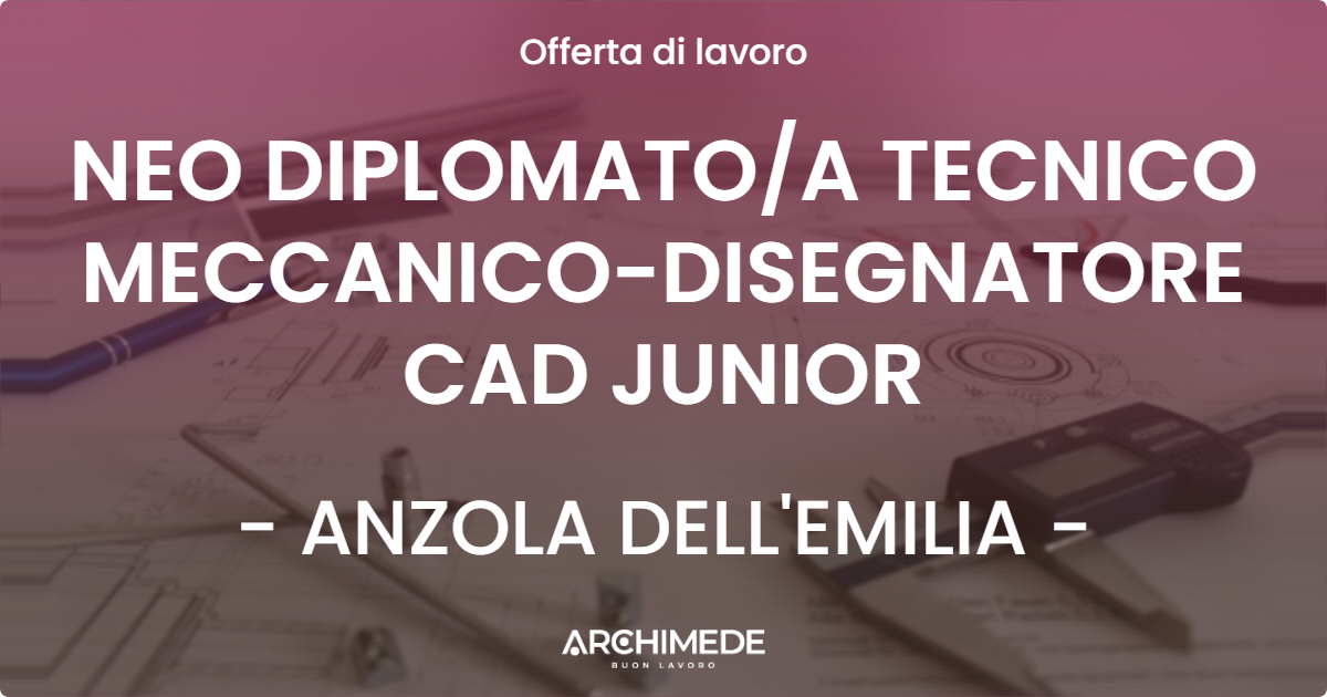 OFFERTA LAVORO - NEO DIPLOMATOA TECNICO MECCANICO-DISEGNATORE CAD JUNIOR - ANZOLA DELL'EMILIA