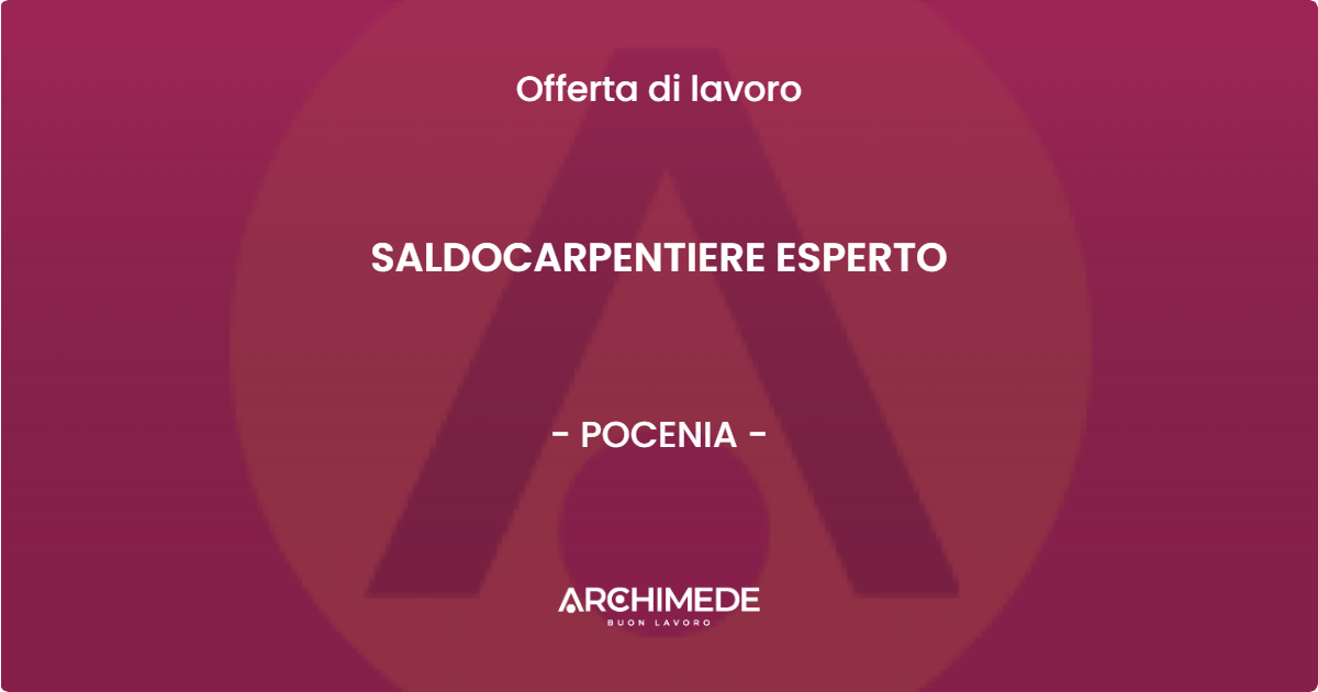 OFFERTA LAVORO - SALDOCARPENTIERE ESPERTO - POCENIA