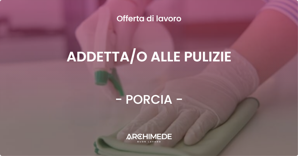 OFFERTA LAVORO - ADDETTA/O ALLE PULIZIE - PORCIA (PN)