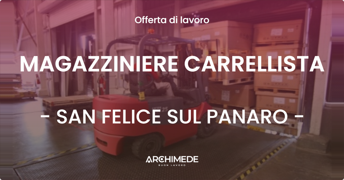 OFFERTA LAVORO - MAGAZZINIERE CARRELLISTA - SAN FELICE SUL PANARO