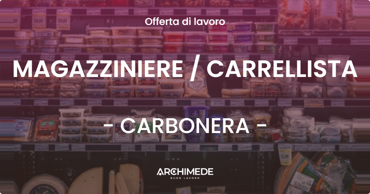 OFFERTA LAVORO - MAGAZZINIERE / CARRELLISTA - CARBONERA (TV)