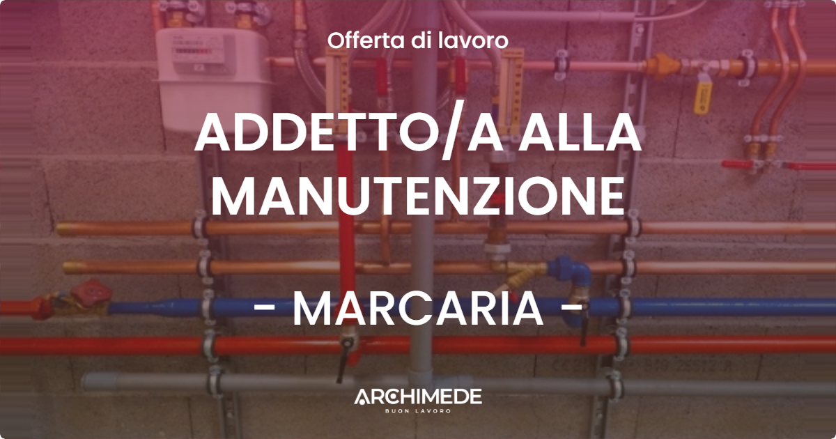 OFFERTA LAVORO - ADDETTOA ALLA MANUTENZIONE - MARCARIA