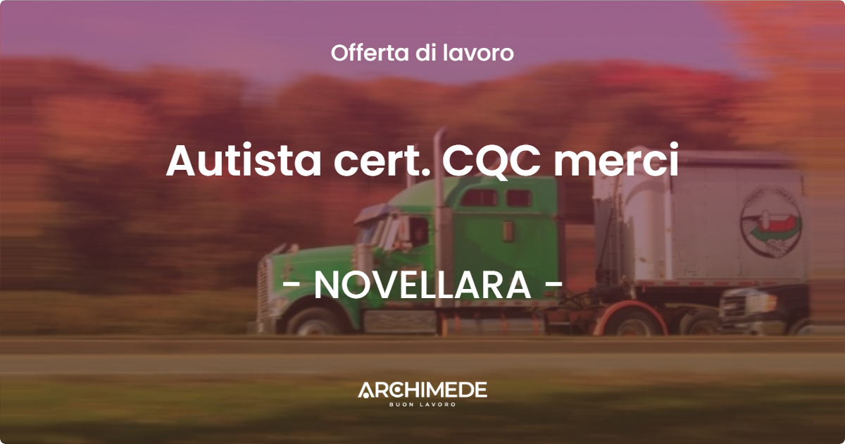 OFFERTA LAVORO - Autista cert. CQC merci - NOVELLARA