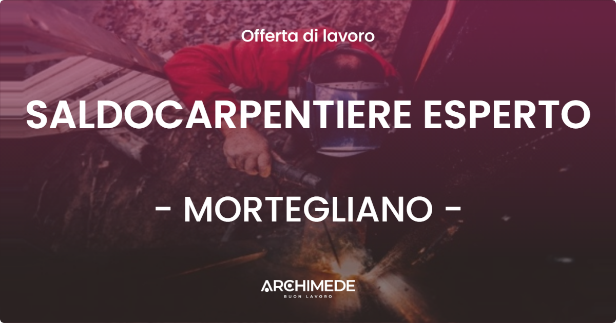 OFFERTA LAVORO - SALDOCARPENTIERE ESPERTO - MORTEGLIANO