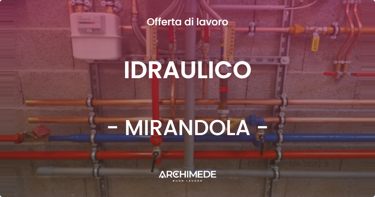 OFFERTA LAVORO - IDRAULICO - MIRANDOLA