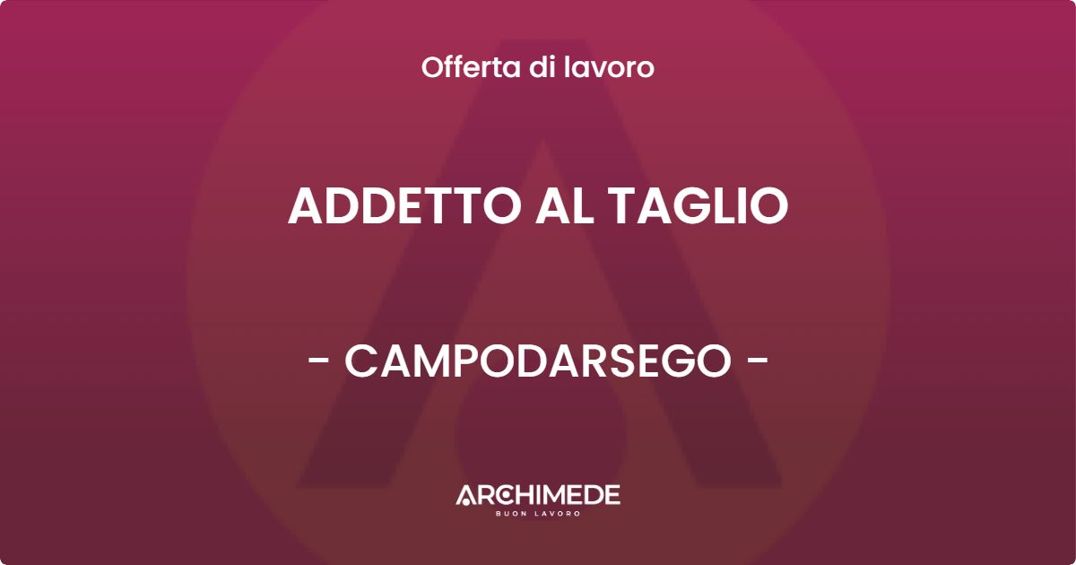 OFFERTA LAVORO - ADDETTO AL TAGLIO - CAMPODARSEGO