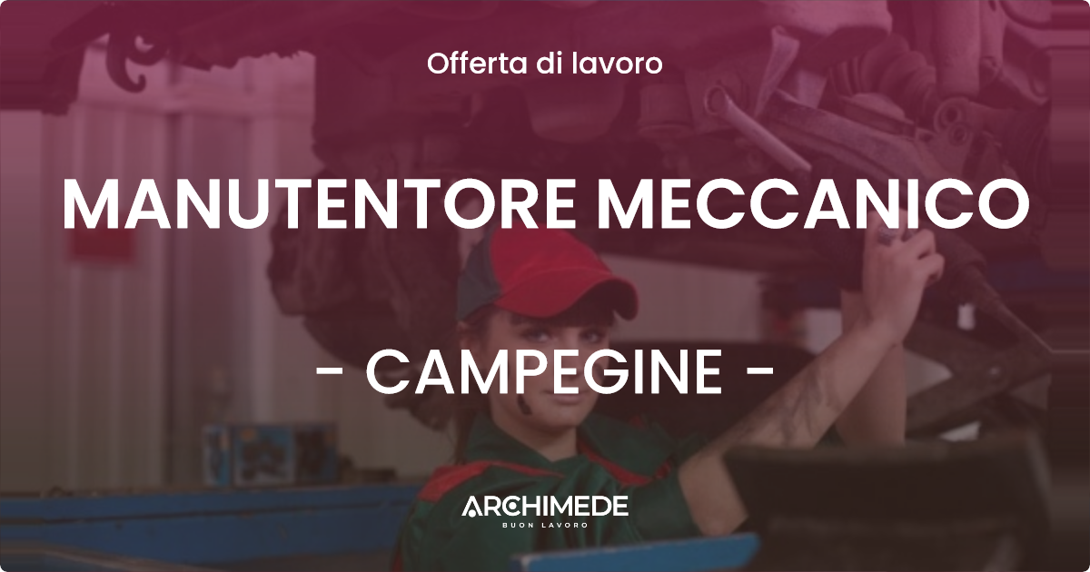 OFFERTA LAVORO - MANUTENTORE MECCANICO - CAMPEGINE