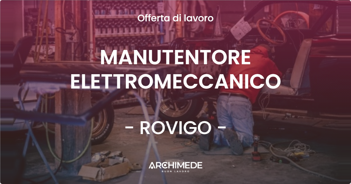 OFFERTA LAVORO - MANUTENTORE ELETTROMECCANICO - ROVIGO (RO)