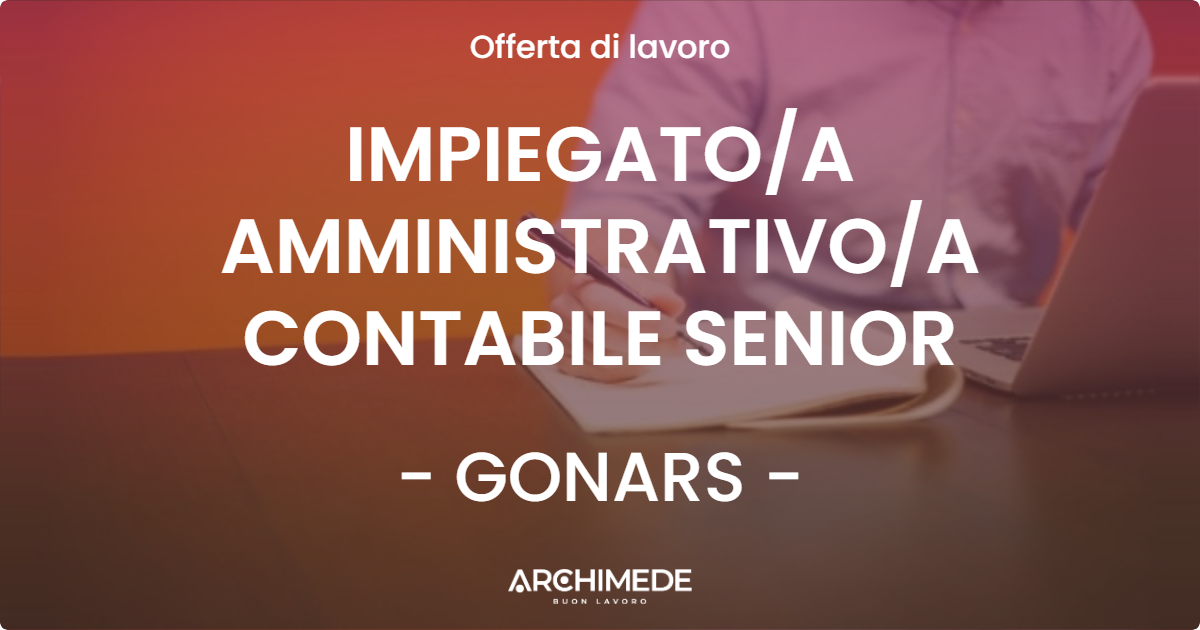 OFFERTA LAVORO - IMPIEGATOA AMMINISTRATIVOA CONTABILE SENIOR - GONARS