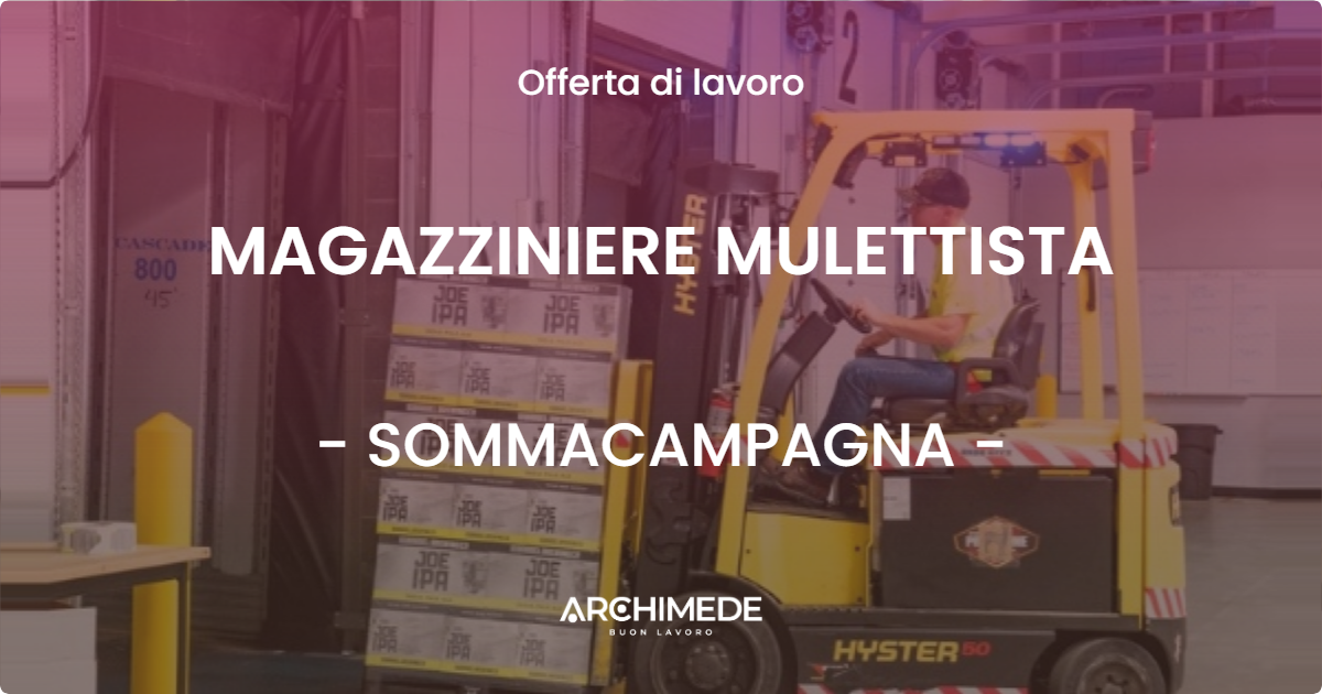 OFFERTA LAVORO - MAGAZZINIERE MULETTISTA - SOMMACAMPAGNA