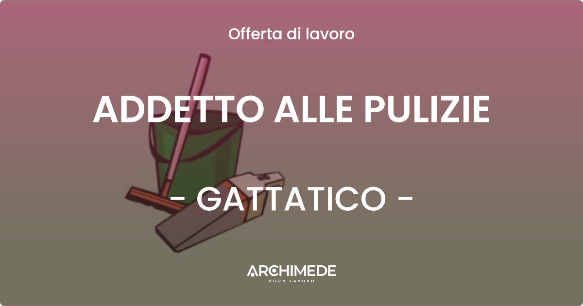 OFFERTA LAVORO - ADDETTO ALLE PULIZIE - GATTATICO