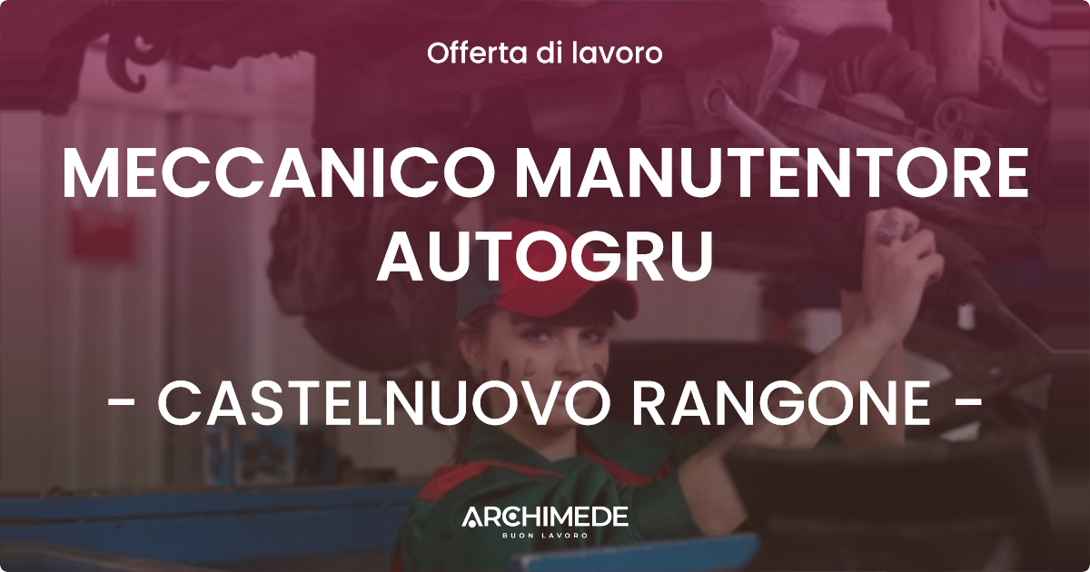 OFFERTA LAVORO - MECCANICO MANUTENTORE AUTOGRU - CASTELNUOVO RANGONE