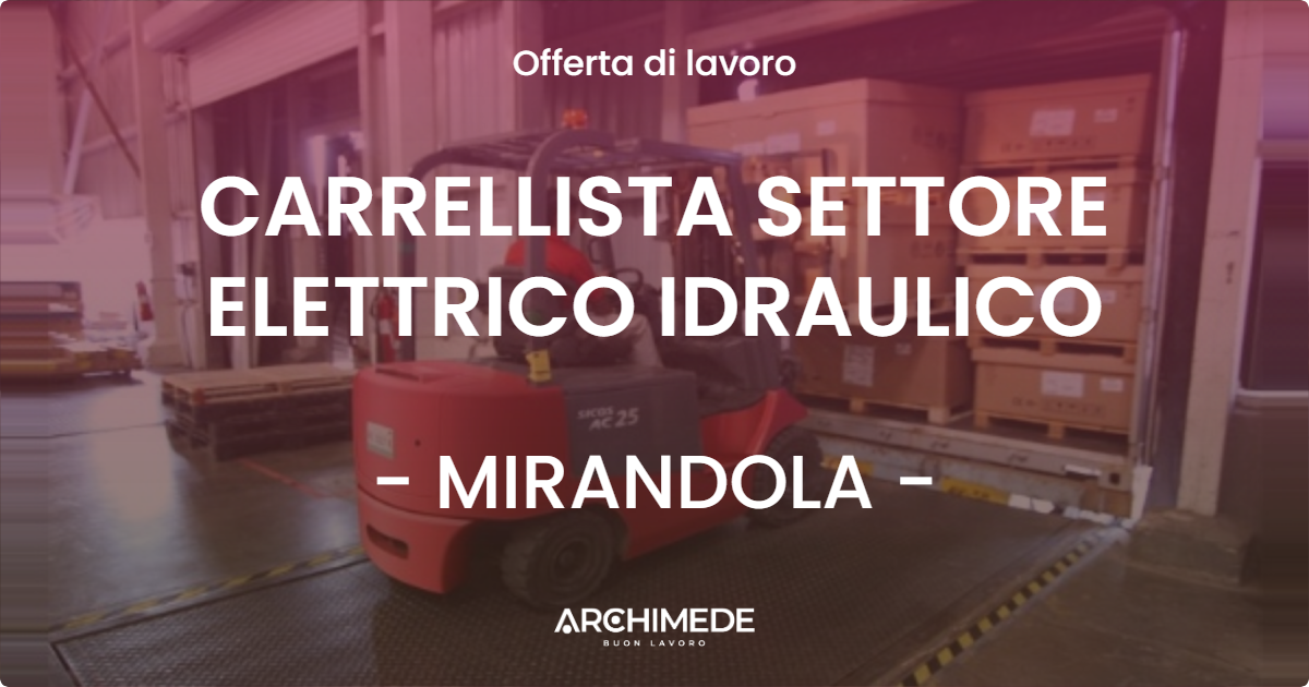 OFFERTA LAVORO - CARRELLISTA SETTORE ELETTRICO IDRAULICO - MIRANDOLA