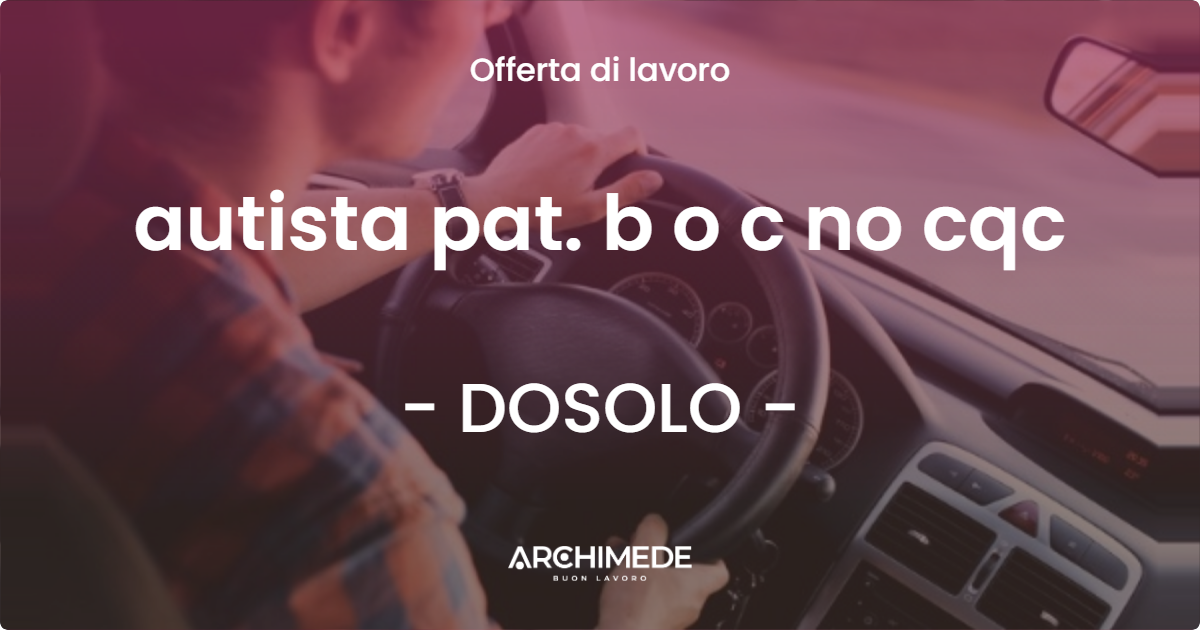 OFFERTA LAVORO - autista pat. b o c no cqc - DOSOLO (MN)