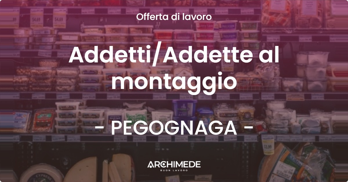 OFFERTA LAVORO - AddettiAddette al montaggio - PEGOGNAGA