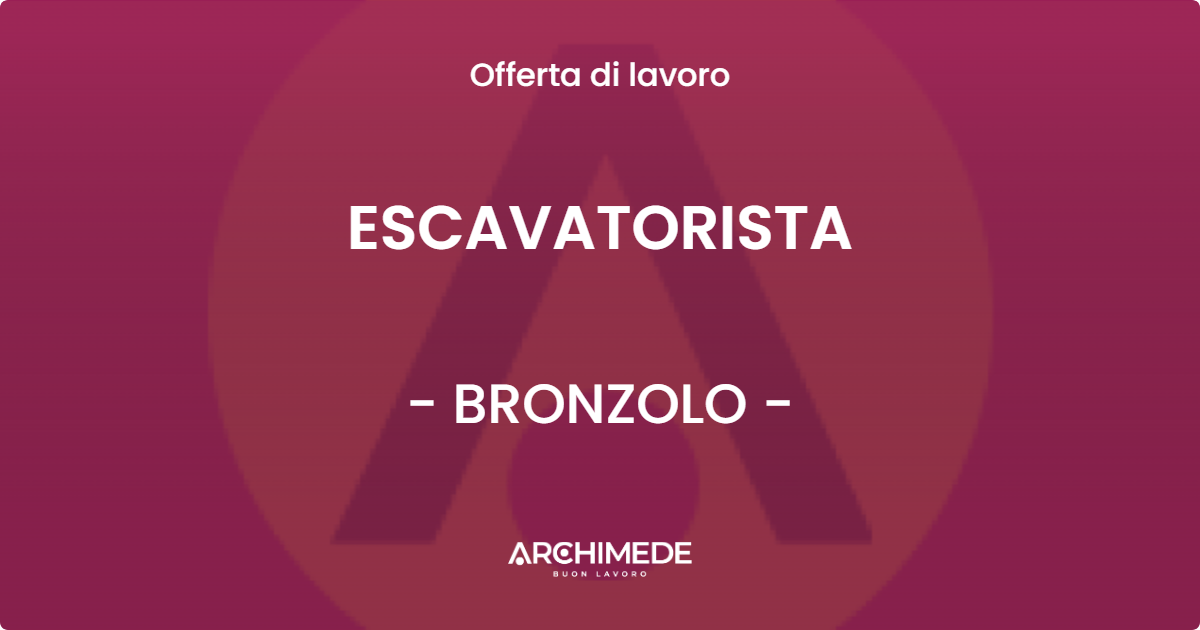 OFFERTA LAVORO - ESCAVATORISTA - BRONZOLO