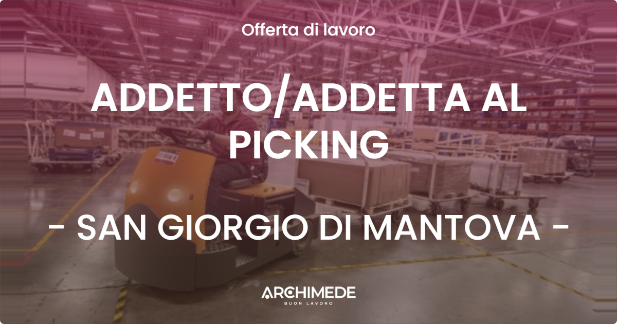 OFFERTA LAVORO - ADDETTOADDETTA AL PICKING - SAN GIORGIO DI MANTOVA