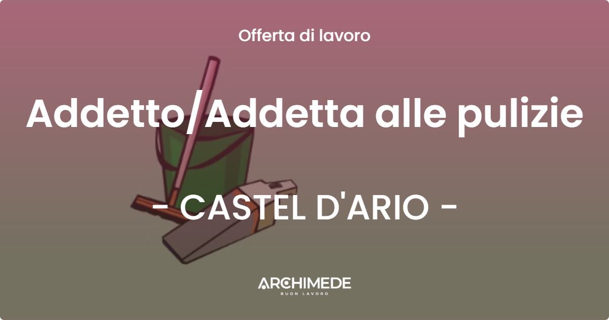 OFFERTA LAVORO - Addetto/Addetta alle pulizie - CASTEL D'ARIO (MN)