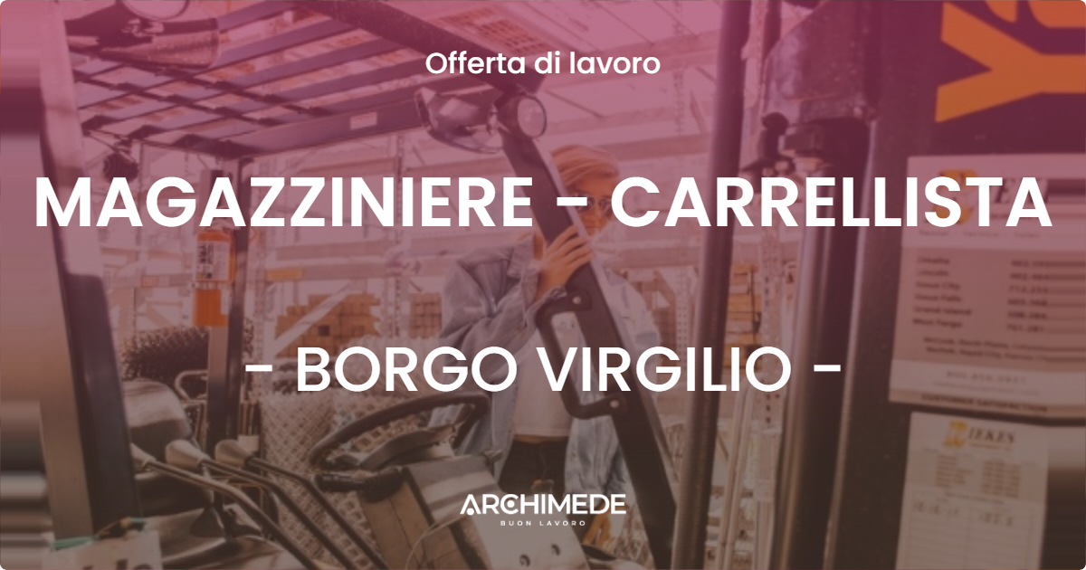OFFERTA LAVORO - MAGAZZINIERE - CARRELLISTA - BORGO VIRGILIO (MN)