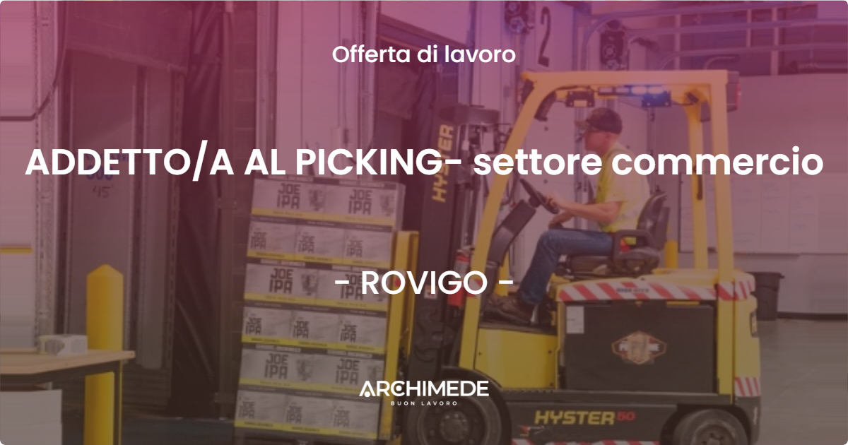 OFFERTA LAVORO - ADDETTO/A AL PICKING- settore commercio - ROVIGO (RO)