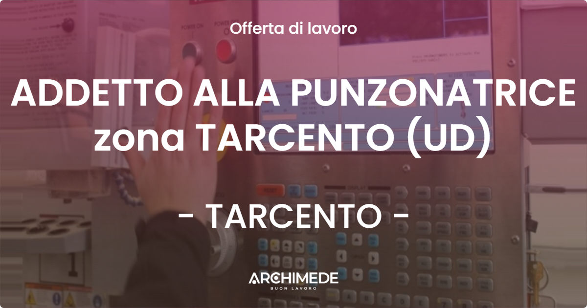 OFFERTA LAVORO - ADDETTO ALLA PUNZONATRICE zona TARCENTO (UD) - TARCENTO (UD)